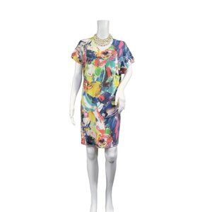 NWT Nally & Millie Short Sleeve Paint Print V-Neck Mini Dress S/M